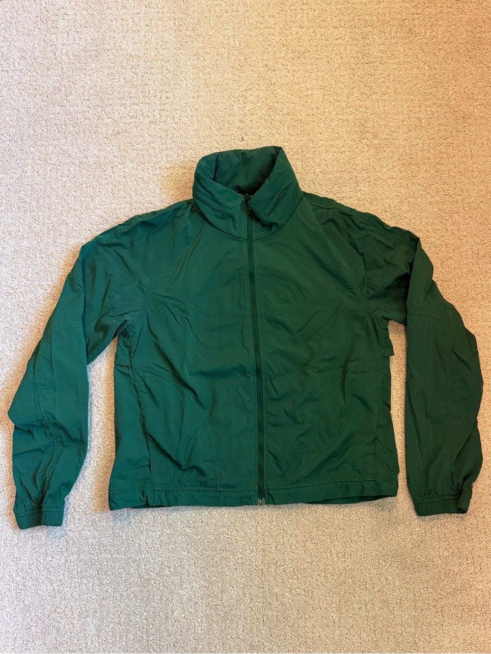 Lululemon women’s Forest Green Lightweight Zip-Up Jacket, funnel neck & hood, M